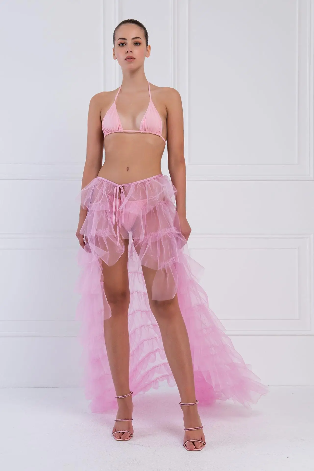 New Women Tulle Skirt Solid Color Mesh Tied-Up Irregular Floor-Length Party Skirt For Wedding Guest Dinner Cocktail Party Hot