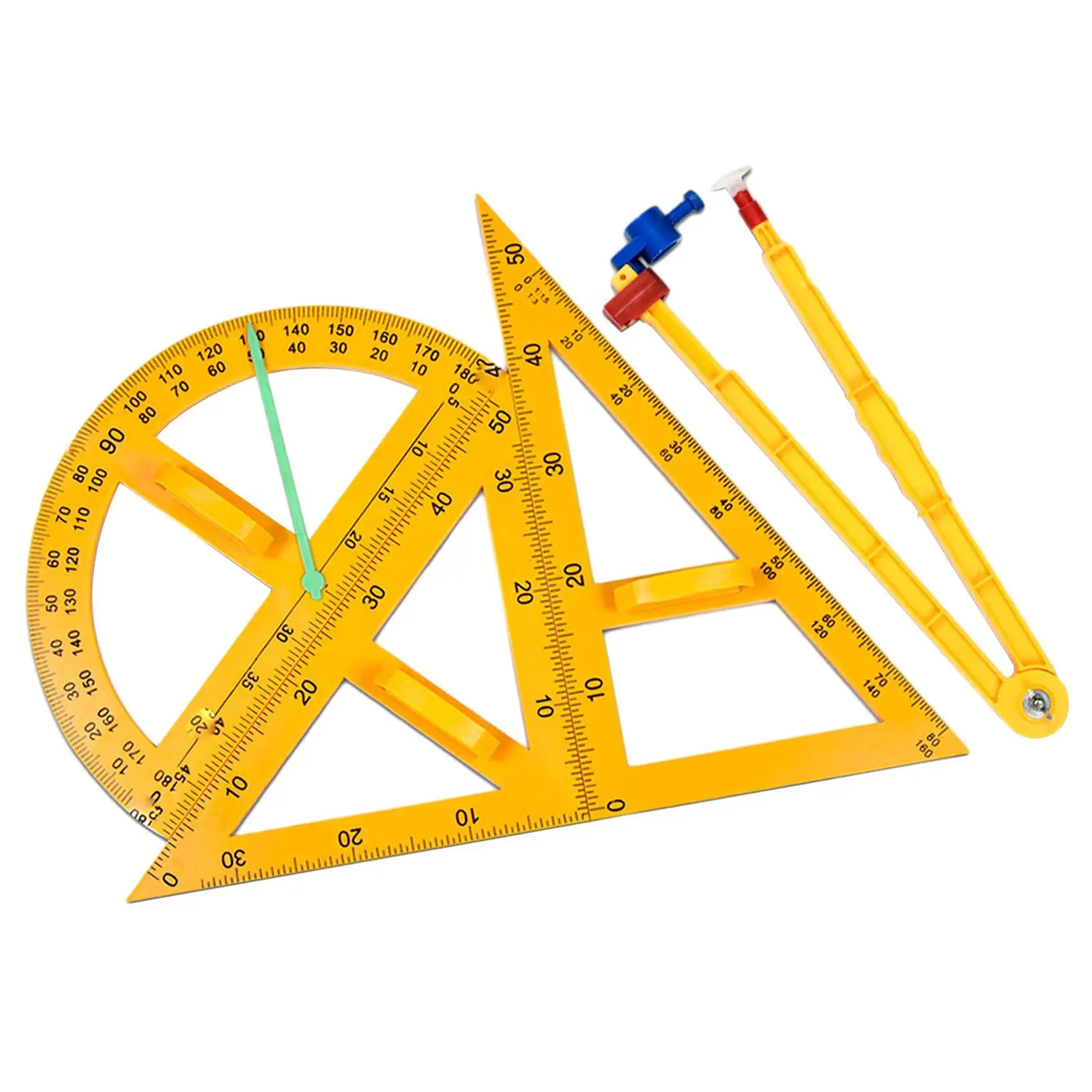 수학 기하학 눈금자 키트, 가정용 화이트보드 학생용 드로잉 각도기, 4 개