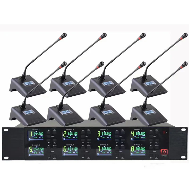 Stage KTV Handheld 8 Channels UHF Wireless Karaoke Microphone Living Singing Metal Dynamic Microphone Wireless