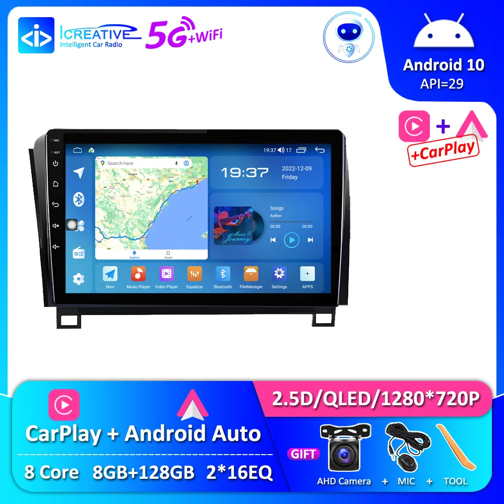 

QLED Android автомобильный радиоприемник, мультимедийный плеер, монитор для Toyota Tundra XK50 Sequoia XK60 2007-2017, GPS-навигация HU CarPlay
