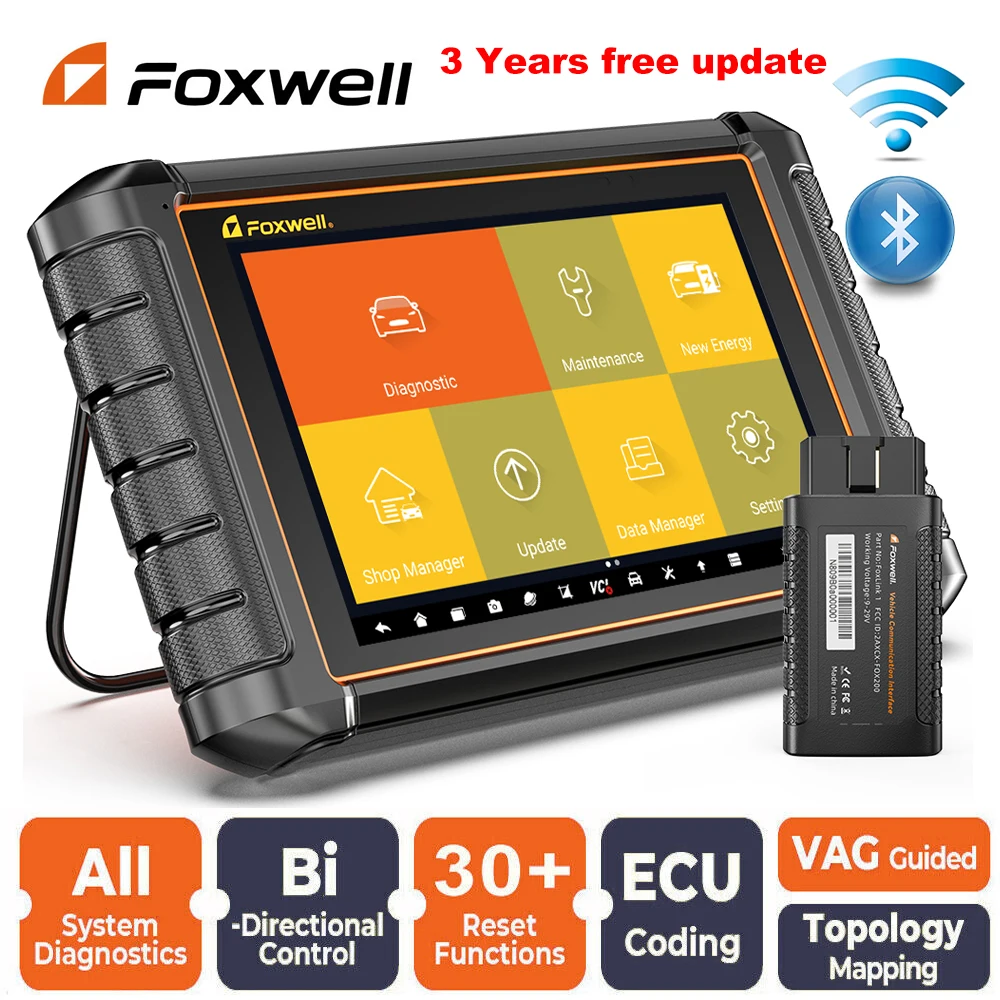 FOXWELL NT909 Automotive OBD2 Scanner Wireless Bidirectional Full System ECU Coding OBD Car Diagnostic Tool VAG Guide CANFD
