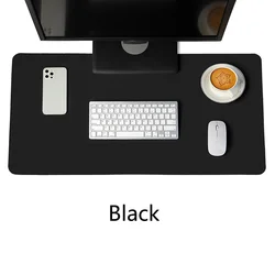 Large Non-Slip Waterproof Portable Gaming Desk Mat - White PU Leather & Suede - 90x45cm (Black)