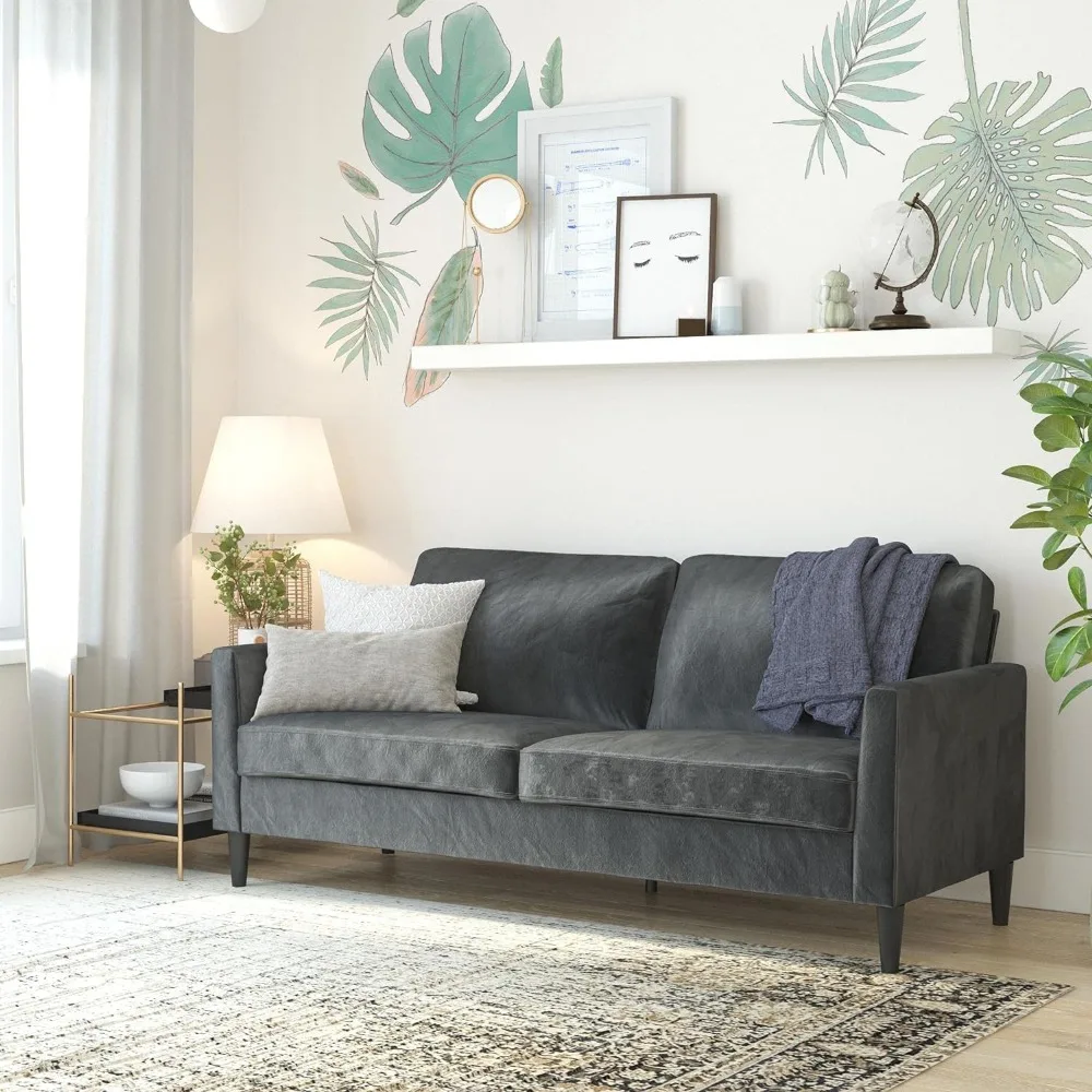 

Winston Sofa with Pocket Coils, Dark Gray Velvet