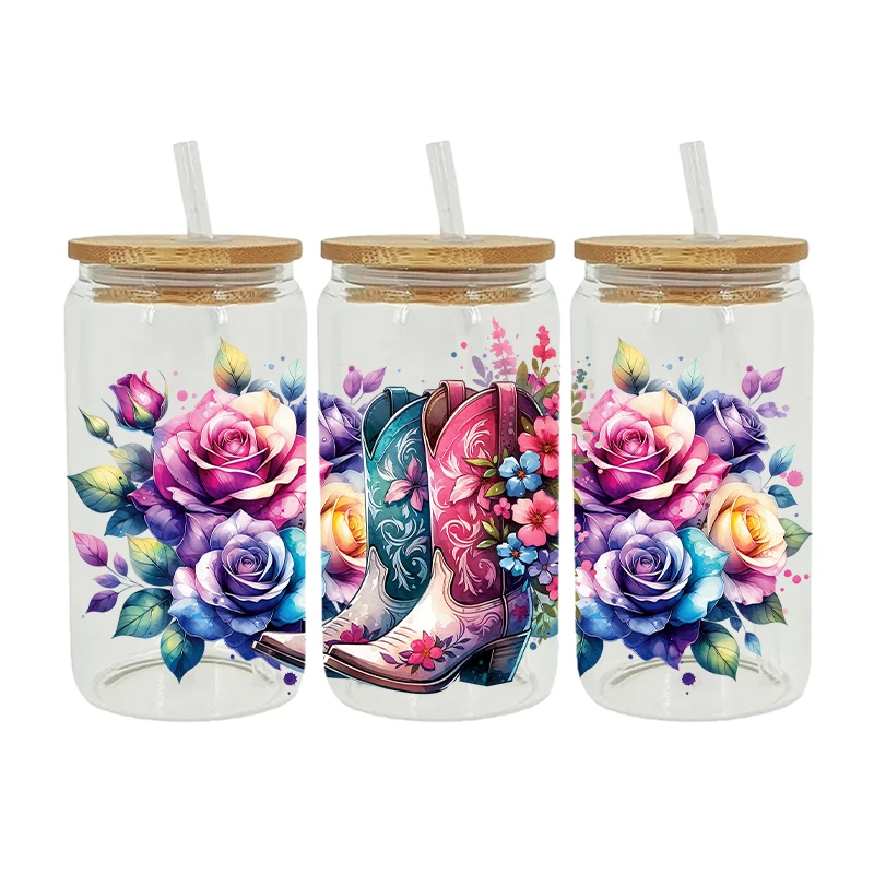 UV DTF Cup Aufkleber – 6 Cowboy-Designs Für Gläser & Glatte Oberflächen