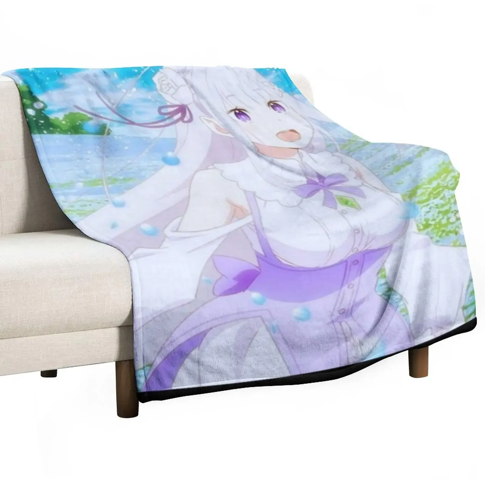 

Re Zero Emilia Throw Blanket for sofa Weighted Luxury St Soft Big Blankets