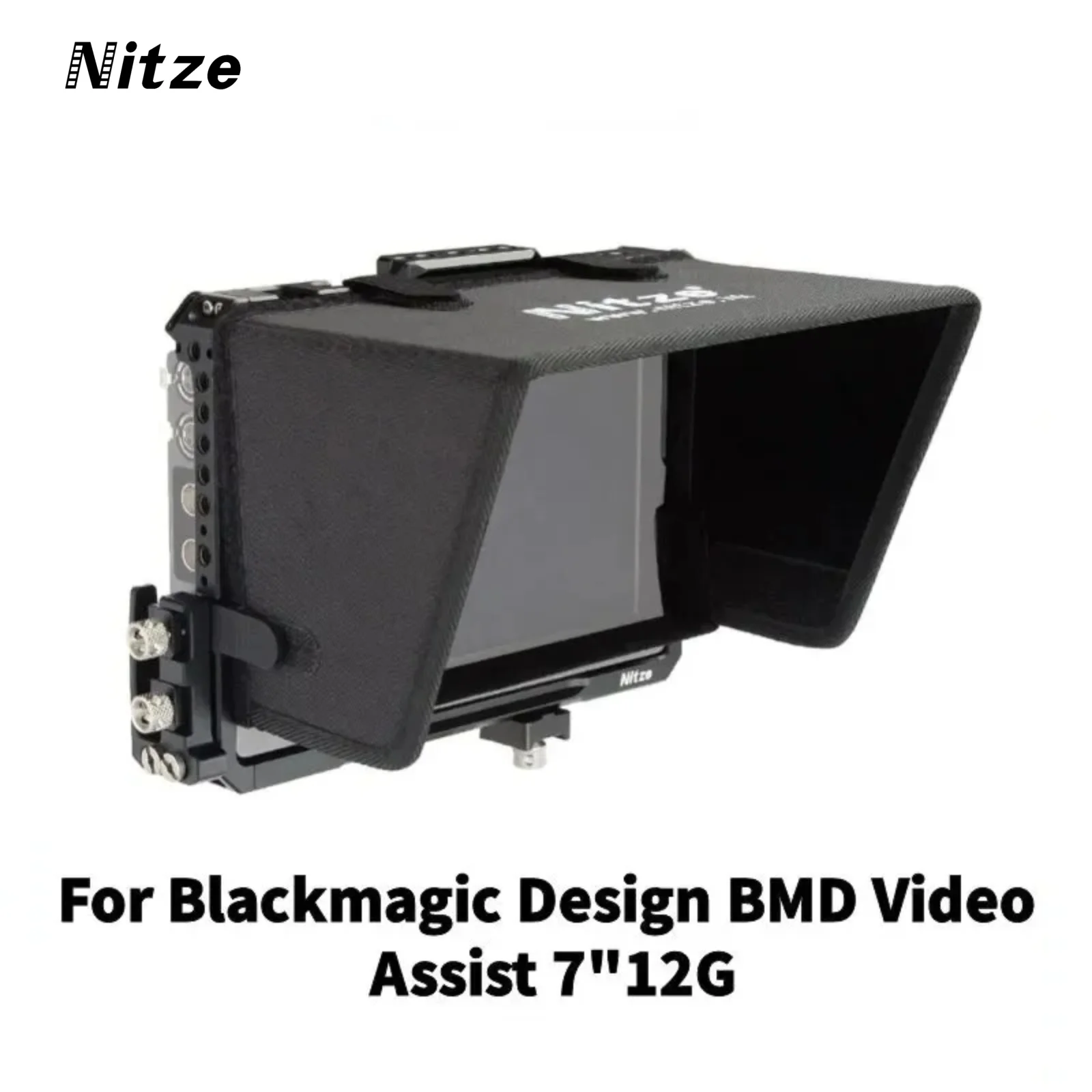 

NITZE клетка для монитора для Blackmagic Video Assistant 7 дюймов 12G HDR с Sunhood, HDMI-совместимые и стандартные кабельные зажимы
