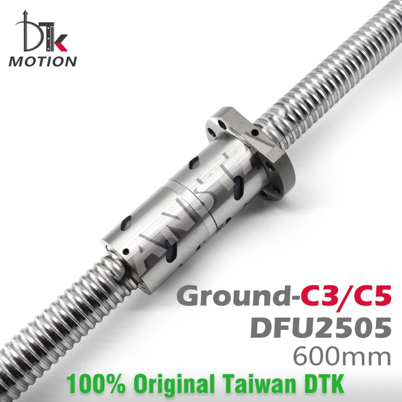 

DTK Motion DFU2505 C3 C5 Ground 5mm Lead Ball Screw 600mm R25 Thread Shaft High Precision Flange CNC Grind Spindles Taiwan Made