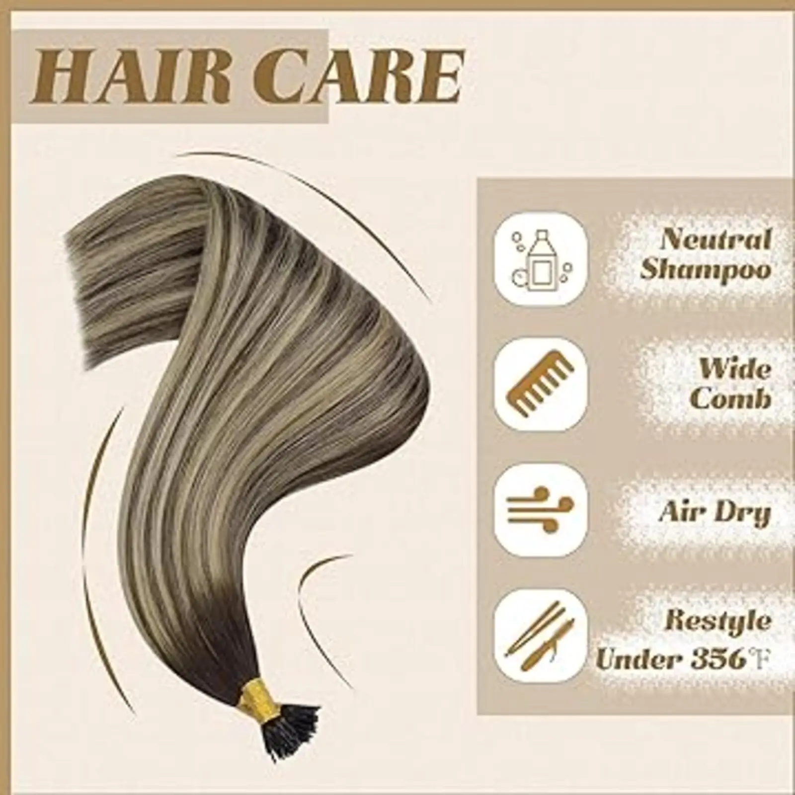 [Customers Favorite] YoungSee I Tip Extension Real Human Hair Fusion Hair Extensions Balayage Color 16-22Inches 50G