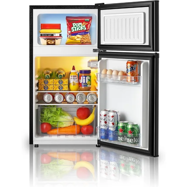 Mini Fridge with Freezer, 3.2 Cu.Ft, 2 Doors Compact Mini Refrigerator with Separate Freezer for Dorm, Bedroom,Office, Apartment 1