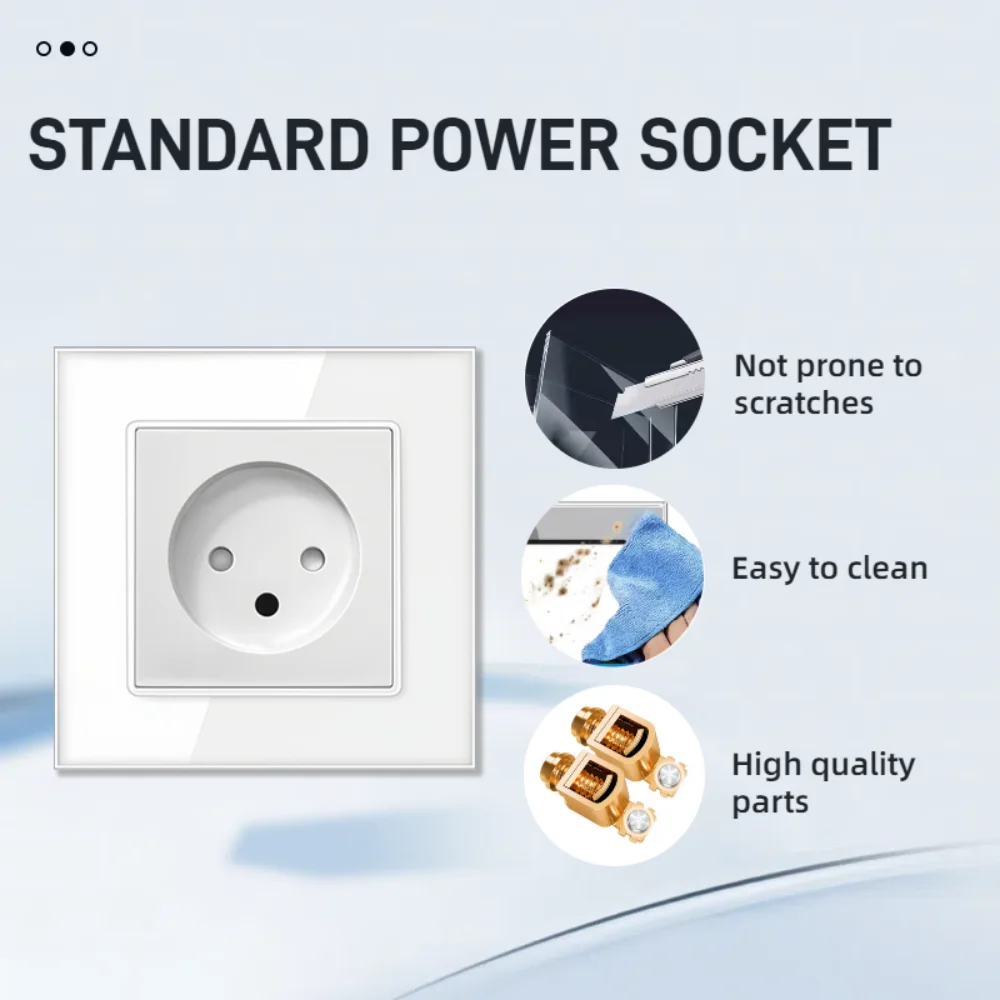 EIOMR 16A Israel Wall Power Socket,USB C USB A Charging Port,White Black Crystal Glass Panel Single Double Israel Type-C Socket — view 3