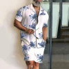 Coconut Tree 2PCS Shirts Suits Men 3D print Fashion Shirts+Shorts Two Piece Sets Hawaii Beach lapel Shirt Set Unisex Clothing 3