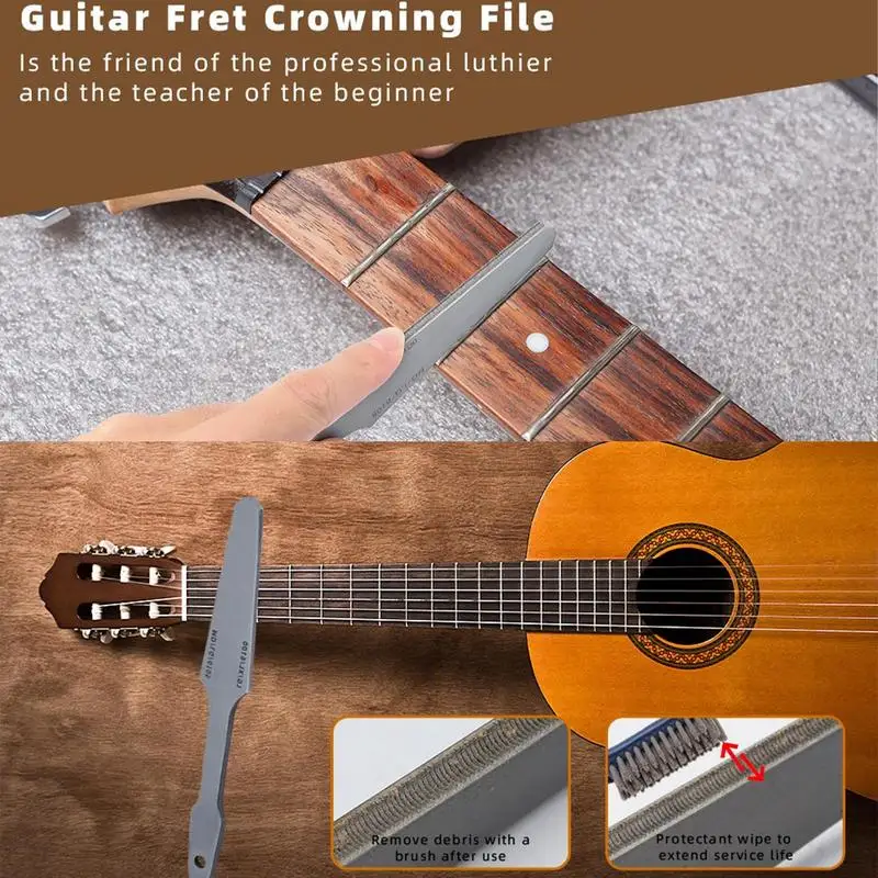 Guitar Fret File Fret File For Grinding Crowning File Luthier Tool Double-Sided Fret Leveling Tool Guitar Fret Tools