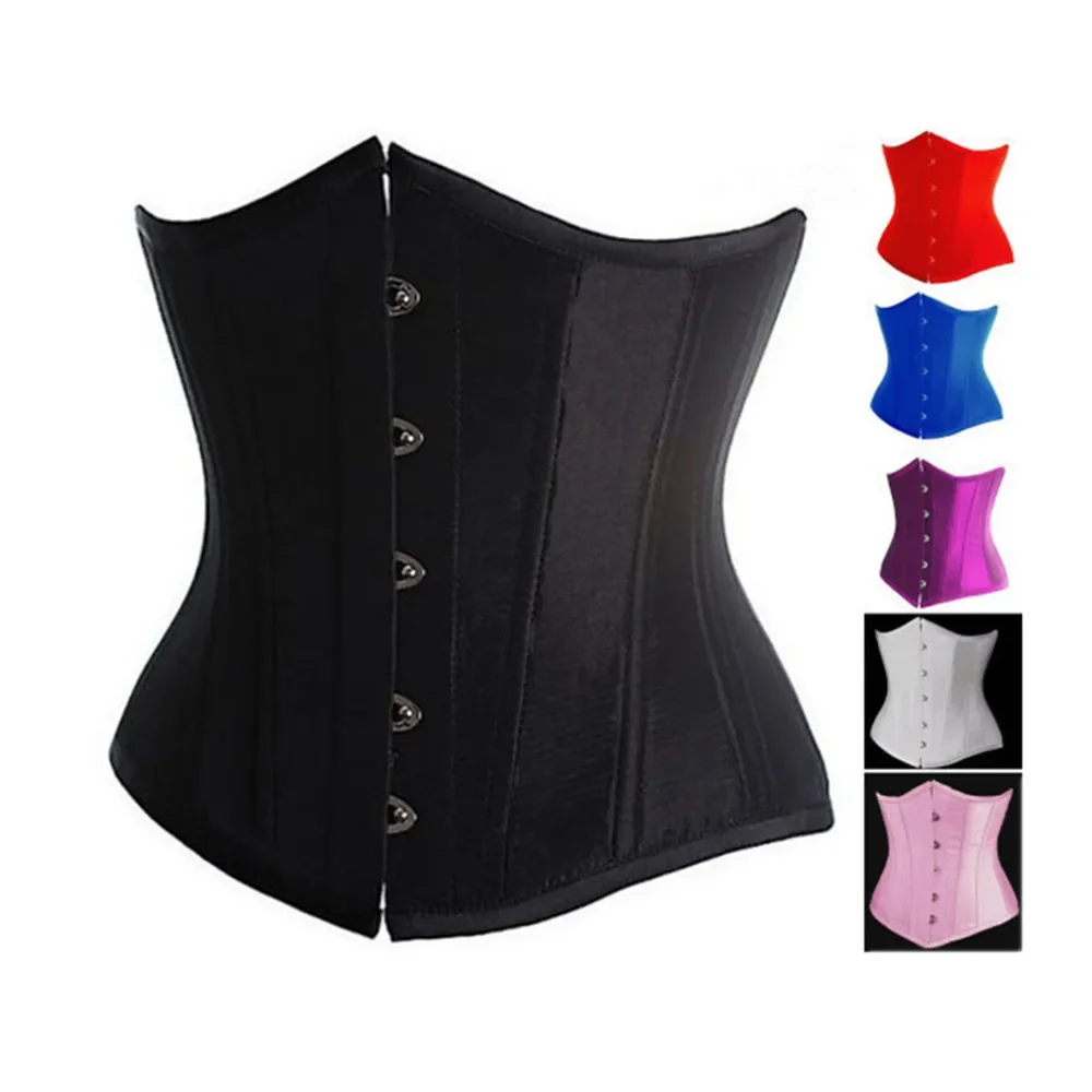 Body Shaper Waist Trainer Corset Bustier Top Waist Corset Lace Lingerie Set Sexy Women Vintage Satin Underbust Corset Waist Trainer Lace Up Bustier Renaissance Steampunk Slimming Body Lingerie XS-7XL