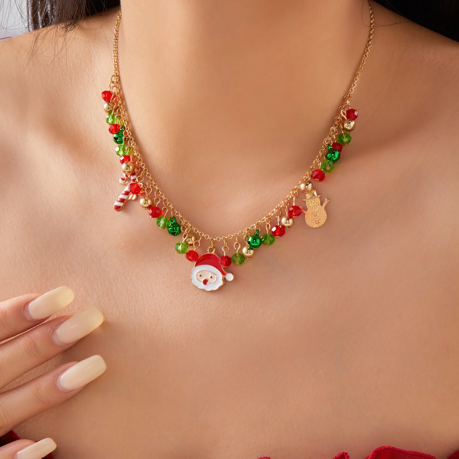 Eleganter Weihnachtsschmuck für Frauen, funkelndes Kristallarmband mit Lebkuchen- und Zuckerrohrmotiven für alte Männer, Freundschaftsschmuck, Geschenke – Detail 13