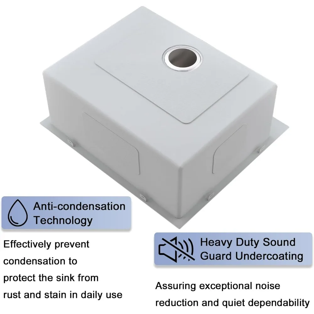 25 x 22 Drop-In Single Bowl Stainless Steel Kitchen Sink, 25 Top Mount 16 Gauge, Deep Small Sink for RV Laundry
