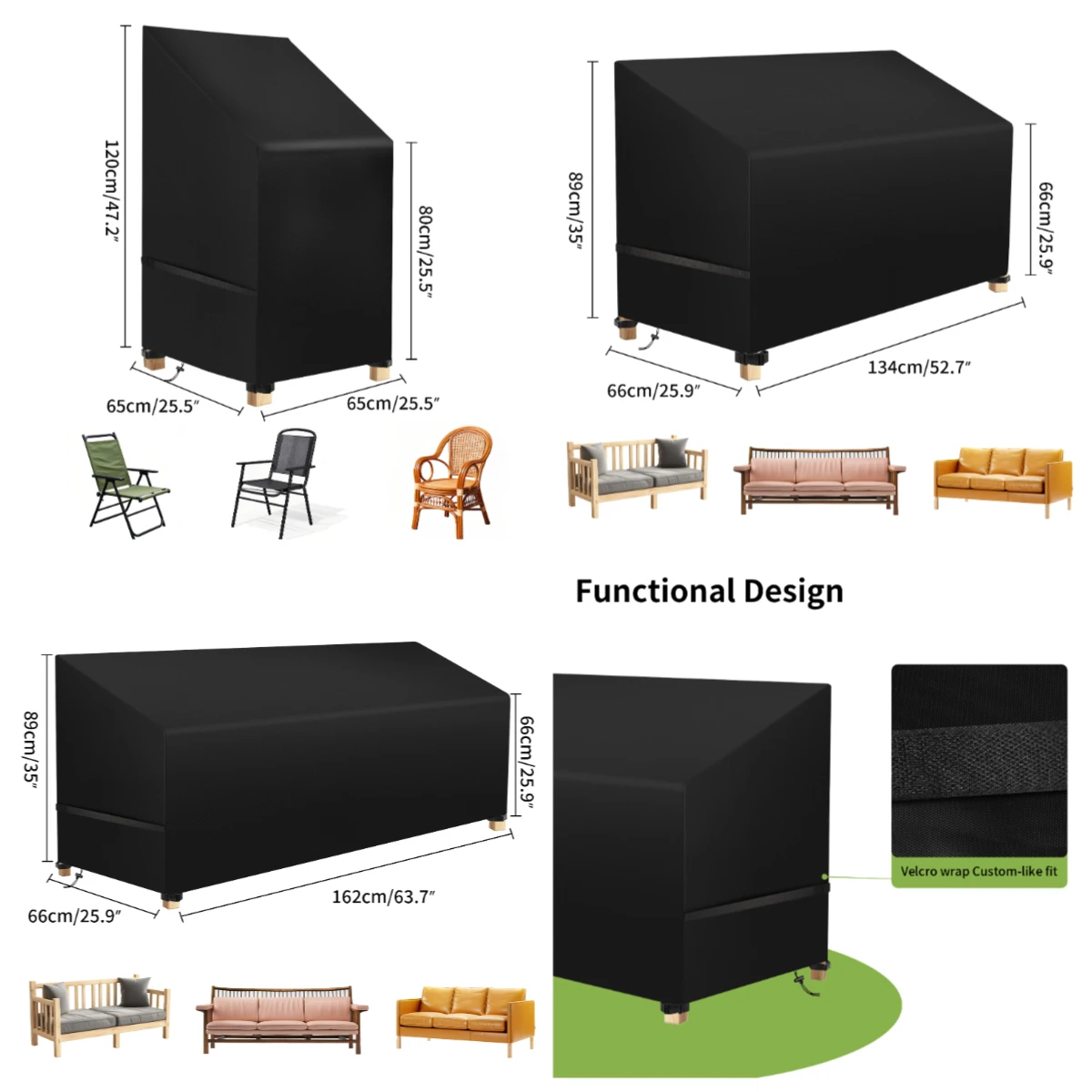3/2/1 Seat Garden Bench Covers Waterproof Heavy Duty 210D Oxford Outdoor Bench Slipcovers with Anti-UV Patio Garden Chair Cover 6