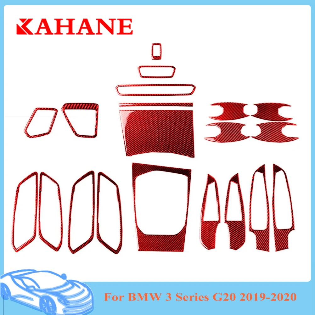 

Red Car Stickers Carbon Fiber Interior Mouldings For BMW 3 Series G20 G28 325Ii 330D 335 2019 2020 Decorative Accessories