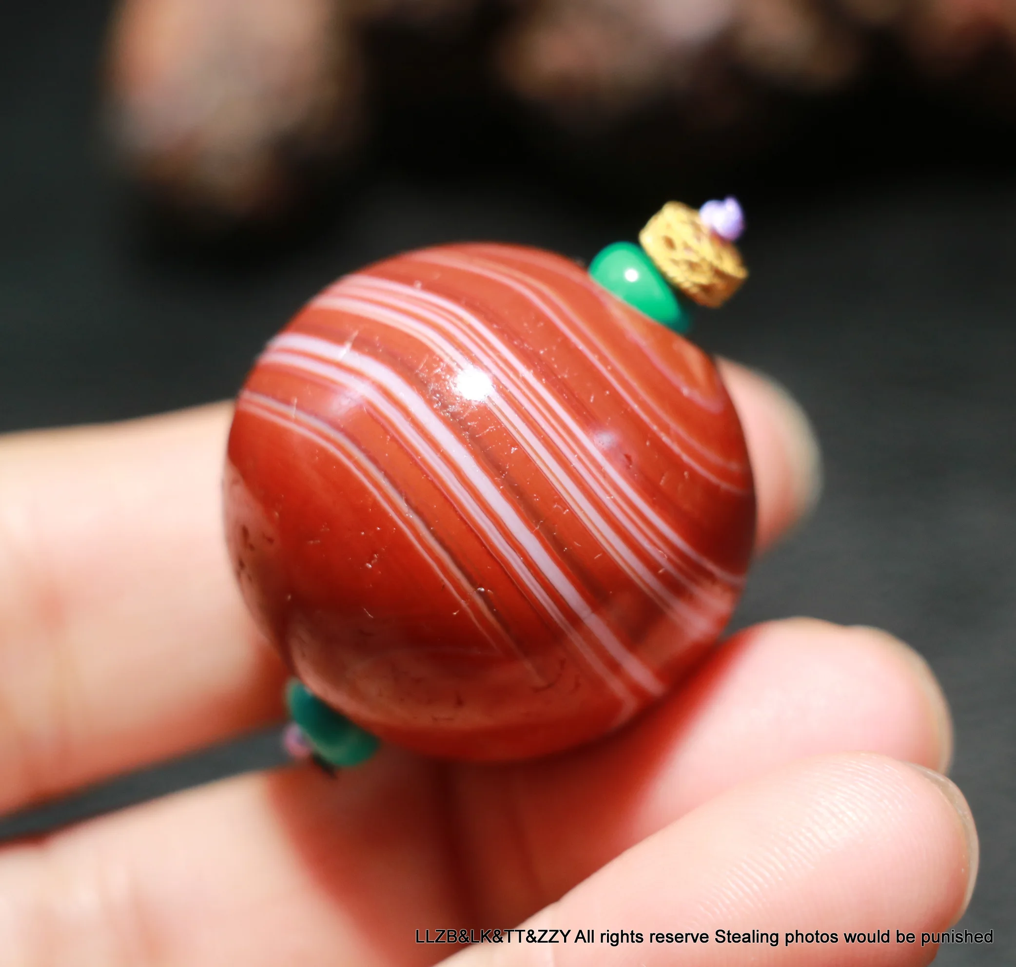 Ultra Power Energy Magic Tibetan Old Red Agate Natural line Ball Shpere Shape dZi Bead For adding Jewelry UPD221202A143