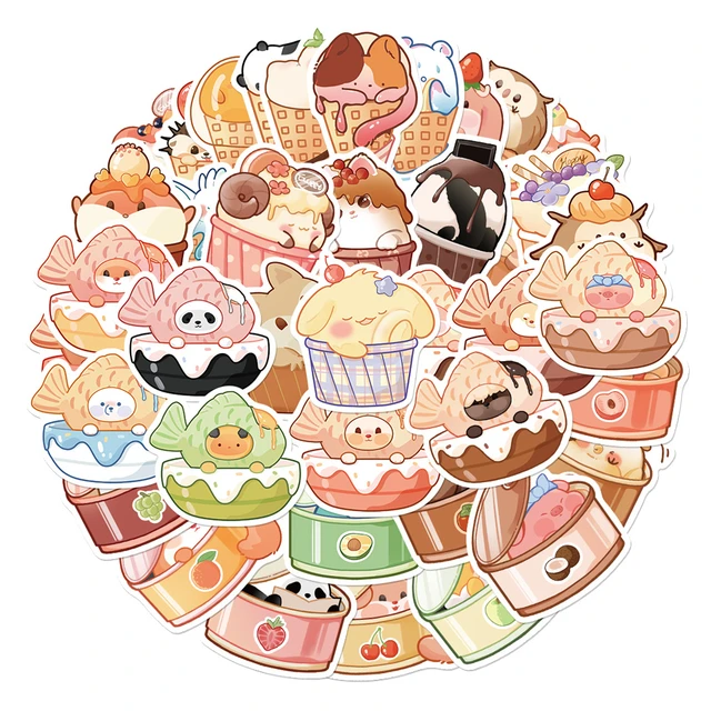 Kawaii Food Diary Stickers, Cute Food Stickers Kawaii