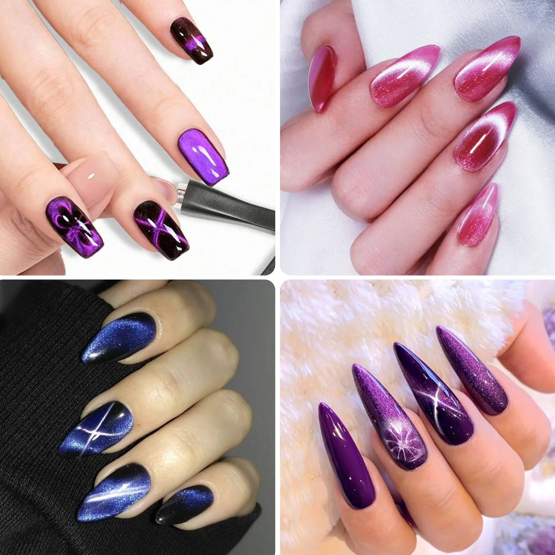 6-IN-1 Strong Magnetic Stick for Cat Eye Gel Polish Nail Magnet Tool Magnet Pen Nails Art Design Glitter Effect Manicure Tools