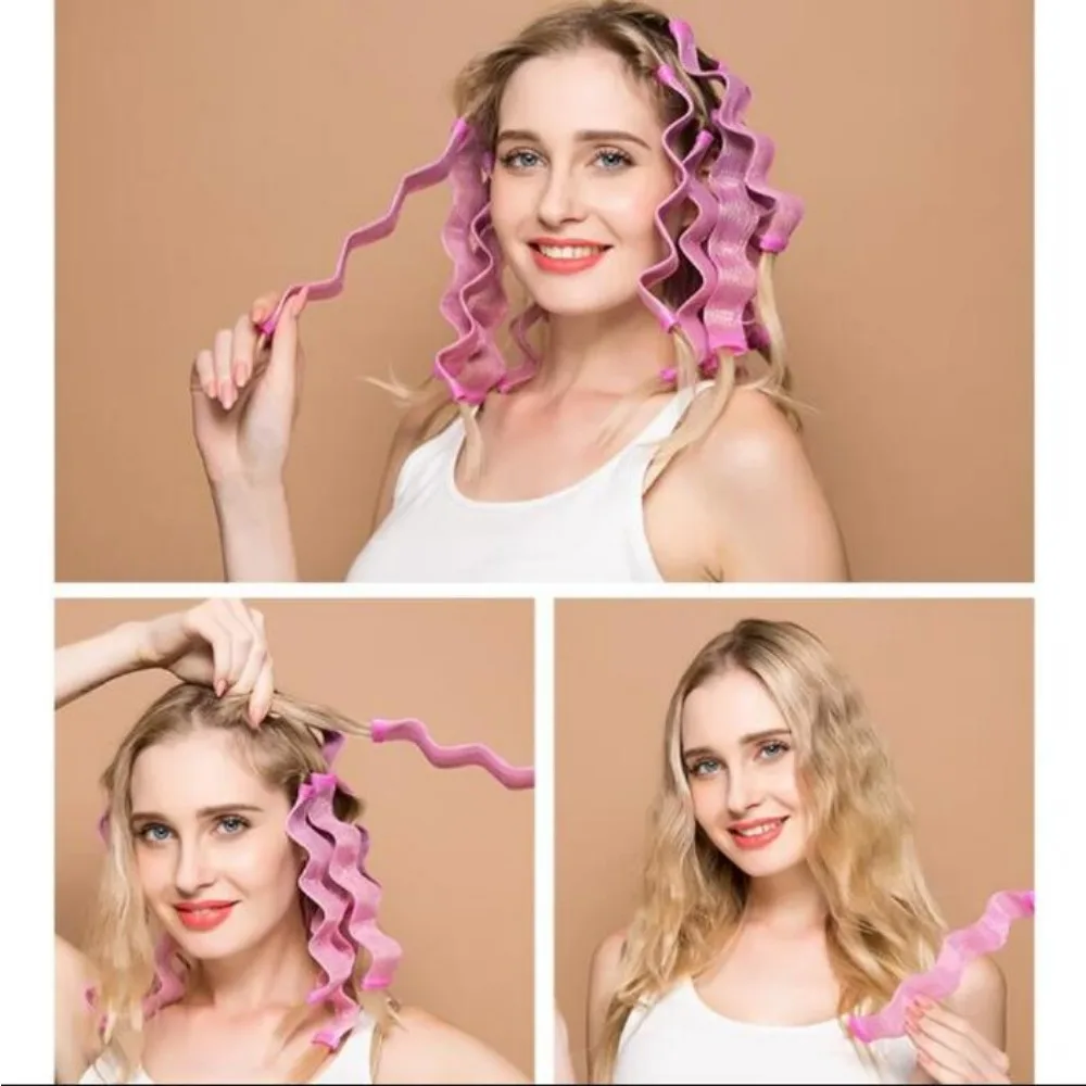 Heatless Hair Curler No Heat Hair Rollers Soft Curls Curling Rod Roller Sticks Perm Rods Wave Formers Styling Tools 12pcs