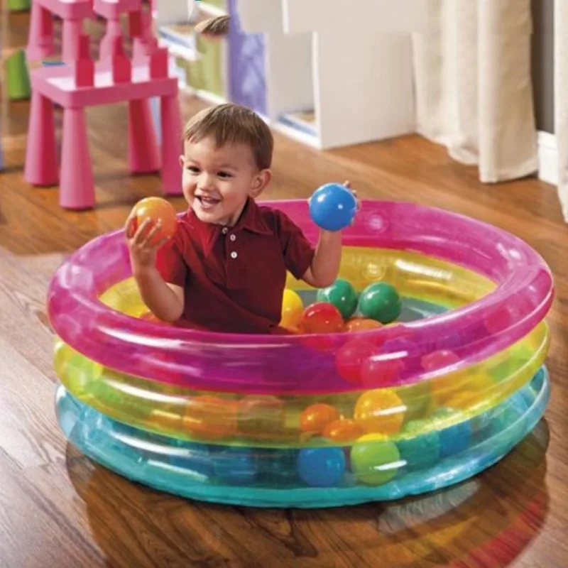 

86cmx25cm Inflatable Colorful Three-ring Baby Paddling Pool Baby's Swimming Pool Home Bathtub Children's Playing Pool