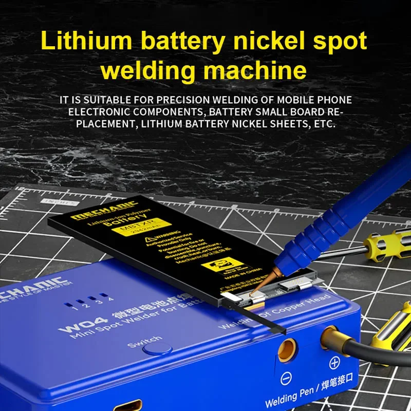 

MECHANIC W04 MINI Spot Welder 4-Speed Adjustment Spot welding machine 0.5mm For Mobile Phone Battery Repair Tools