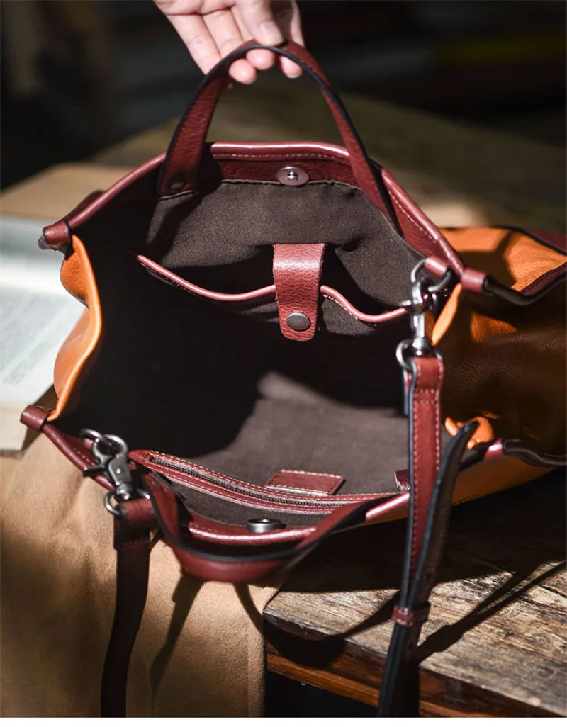 Pndme Mode Echt leder Damen Handtasche Designer Luxus natürliche echte Rindsleder Frauen wochen ende Party Schulter Umhängetasche – Detail 16