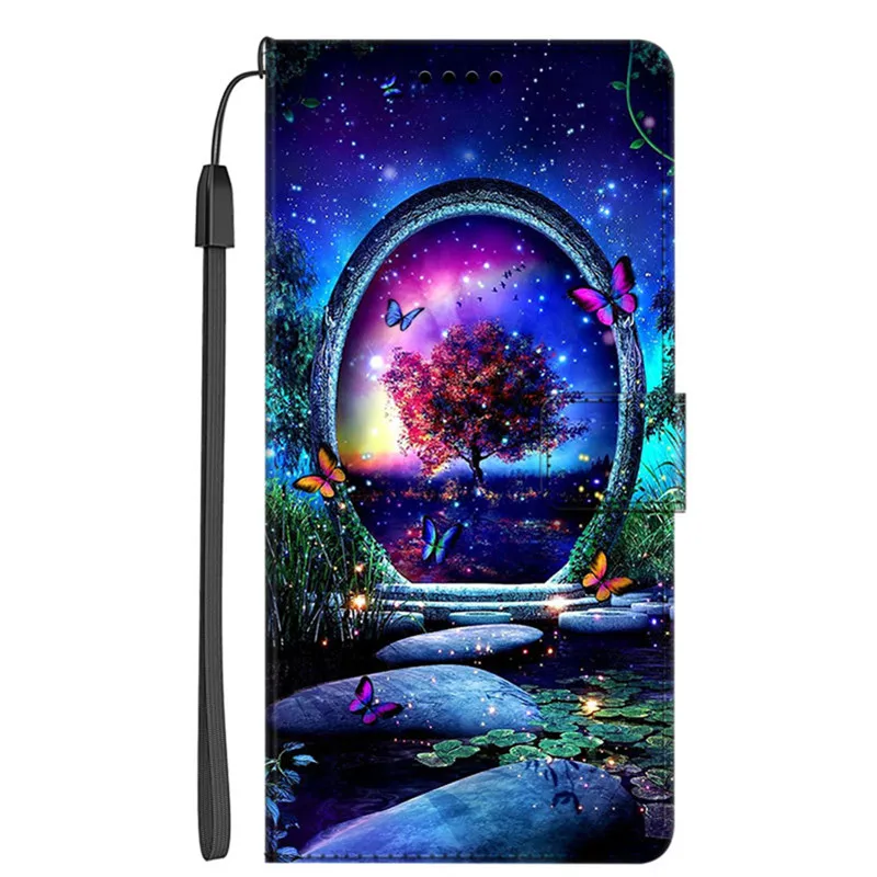 Premium Wallet Book Leather Case - Flip Stand with Cartoon Holder
