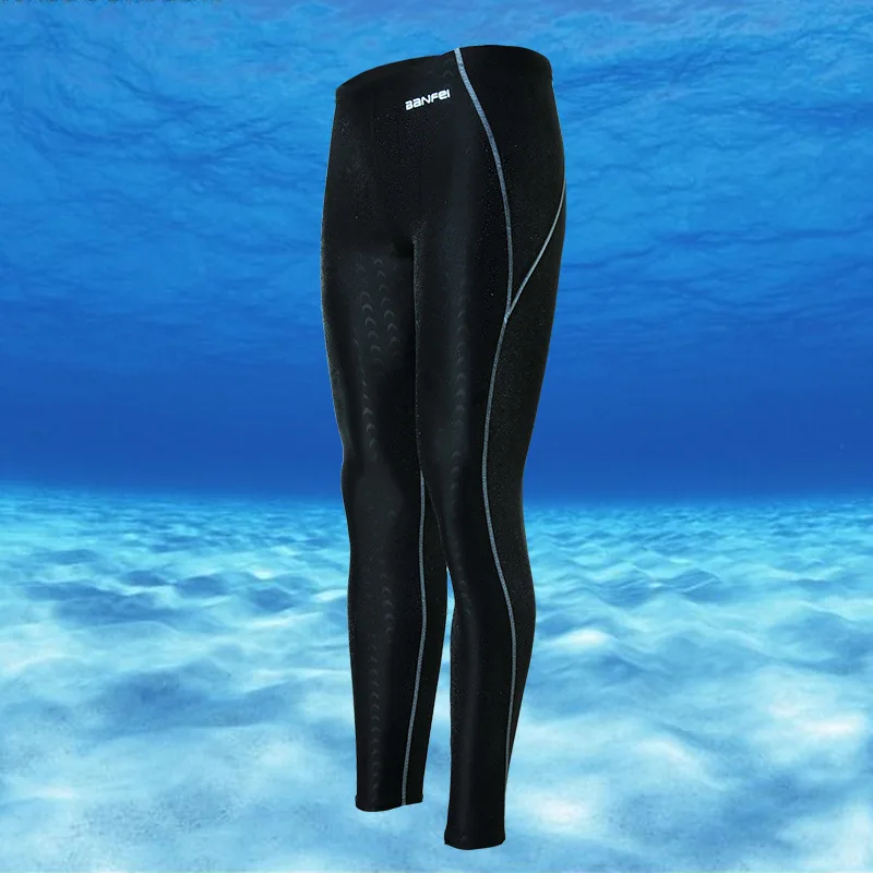 Men Swimwear Swim Pants Men Swimsuit Long Shark Skin Tights Professional Swim Trunks Training Leggings 4XL