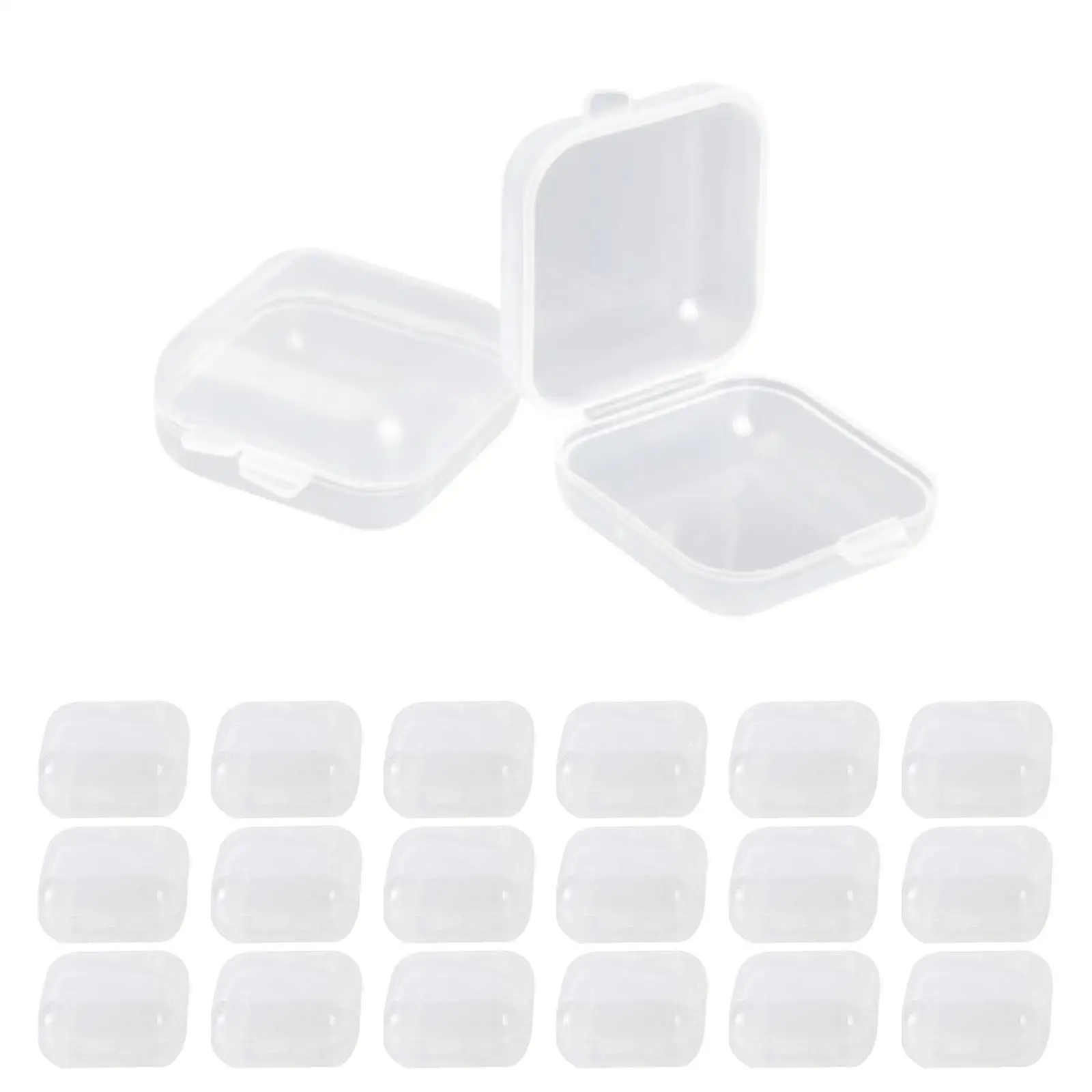 

20x Small Square Storage Containers Tiny Item Transparent with Lid Package Mini Jewelry Box for Jewellery Game Pieces Beads