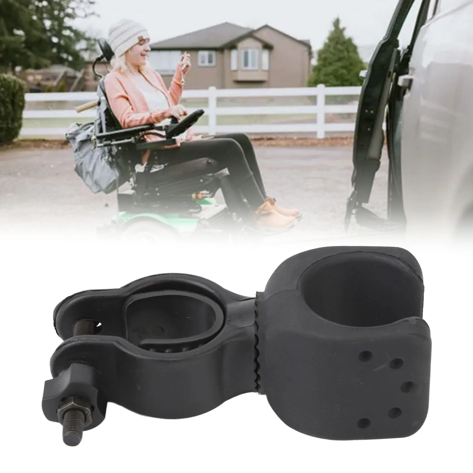 2.5 to 3.5cm Tube Crutches Stick Bracket 360 Degree Rotation Wheelchair Walking Stick Rack Cane Holder for Drive Medical