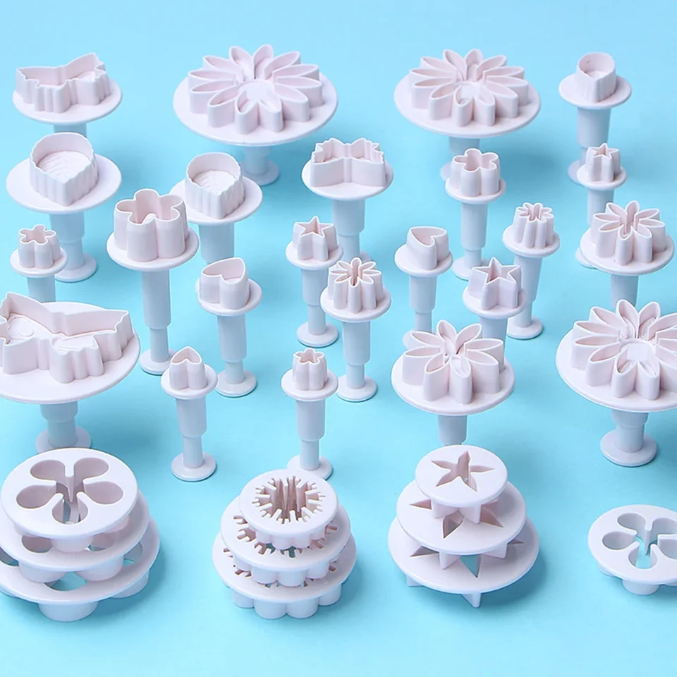 33 pz/set strumenti per decorare torte strumenti per taglierine a pistone per fondente biscotti per biscotti stampo per dolci Set di fiori accessori per la cottura  15