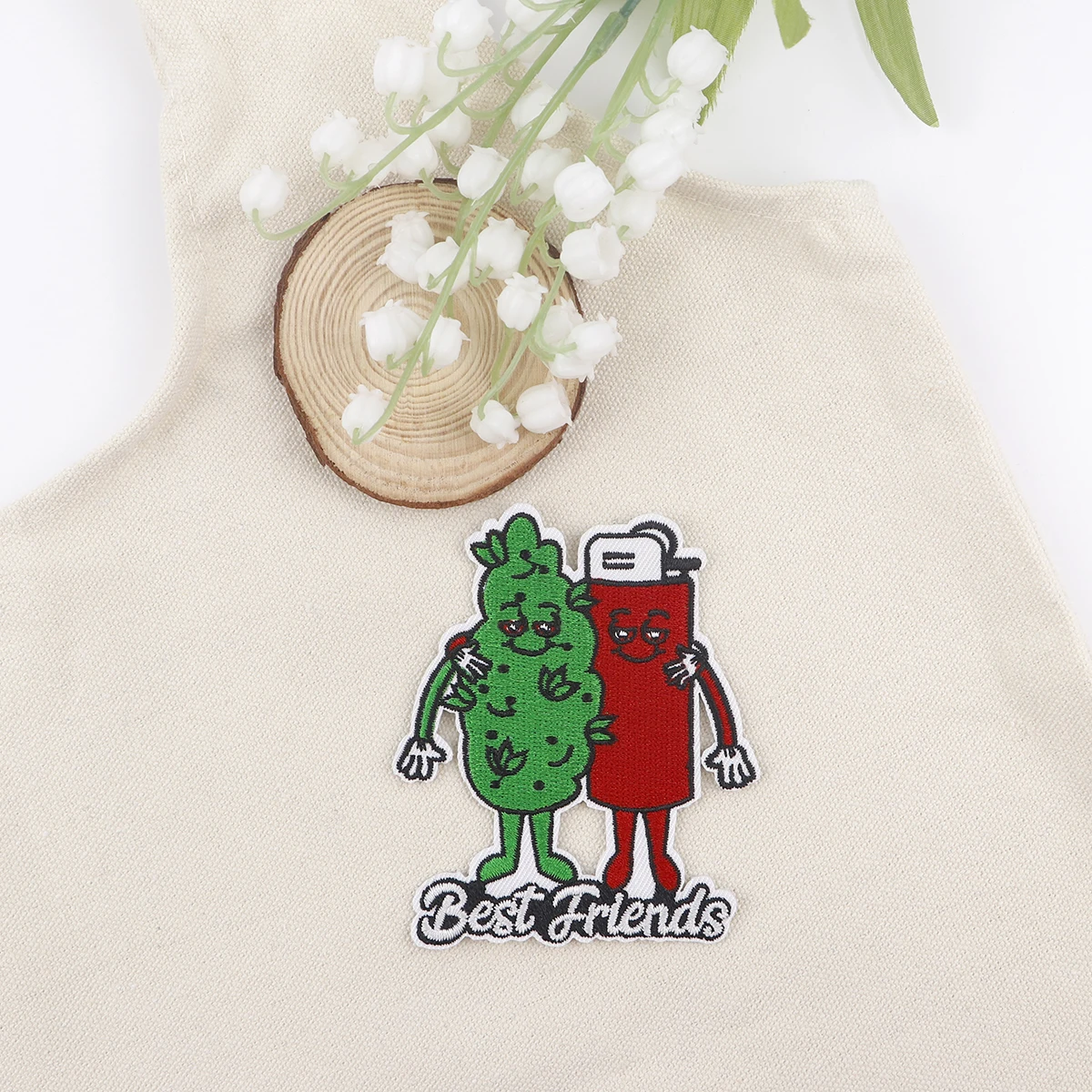 담배 잎 라이터 자수 패치 의류에 대한 패치에 최고의 친구 철 의류에 열 접착 패치 DIY 바느질 배지