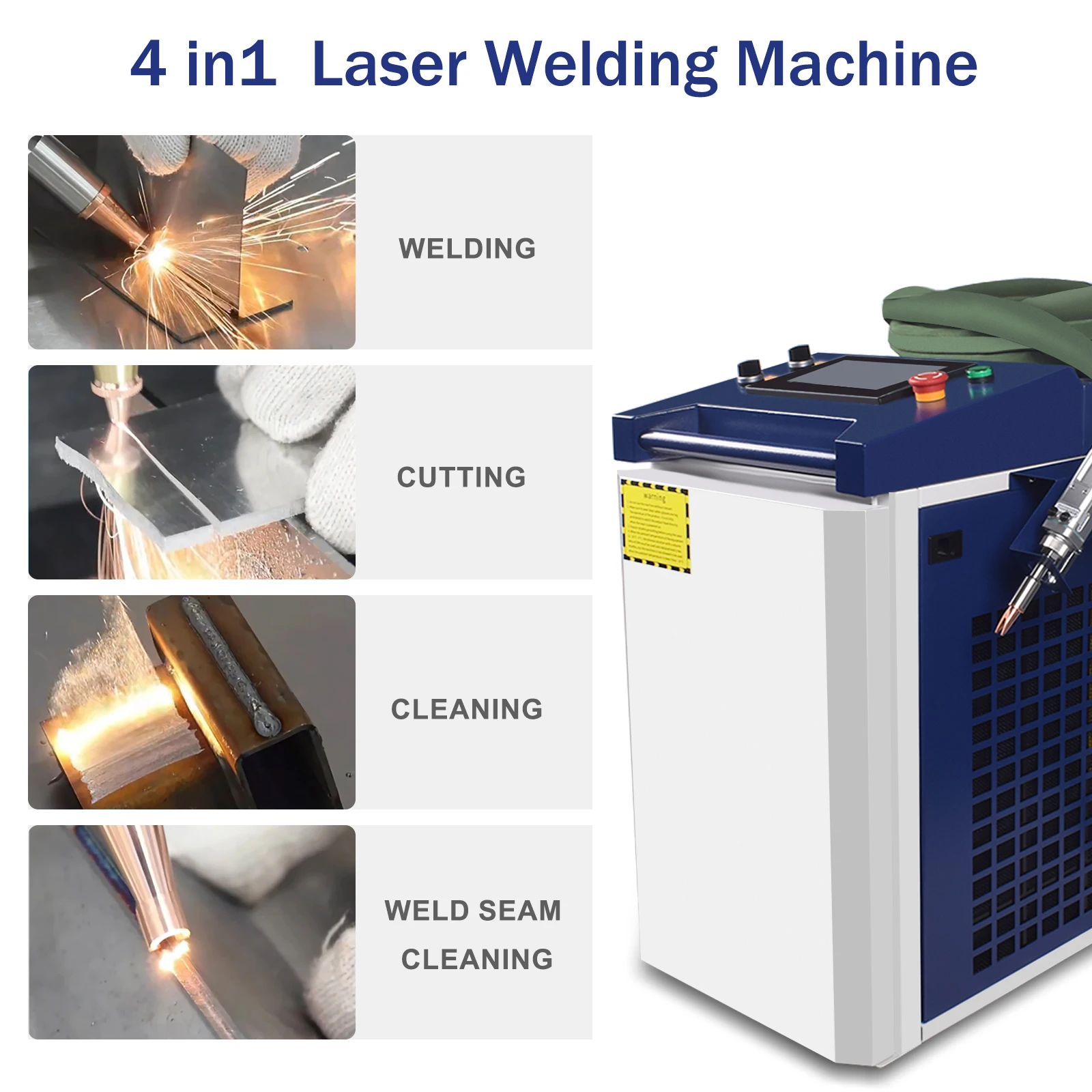 Wassergekühlter 3000W RAYCUS 4-in-1 Laserschweißer & Doppeldrahtvorschub Metall-Laserschweiß-, Schneid- und Reinigungsmaschine & SUP-28T Schweißpistole – Detail 4