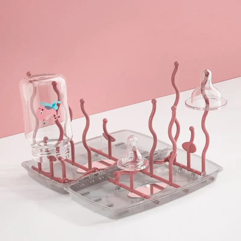 Babies Dustproof bottle rack with lid drying rack multifunctional folding draining teat strainer storage box set