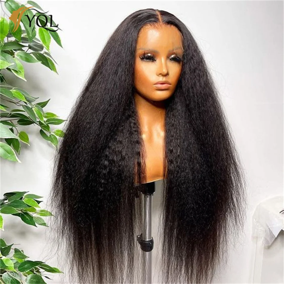 

Kinky Straight Lace Front Wig Human Hair 13x4 Lace Frontal Wigs for Women Nature Color Brazilian Virgin Hair Pre Plucked Wig