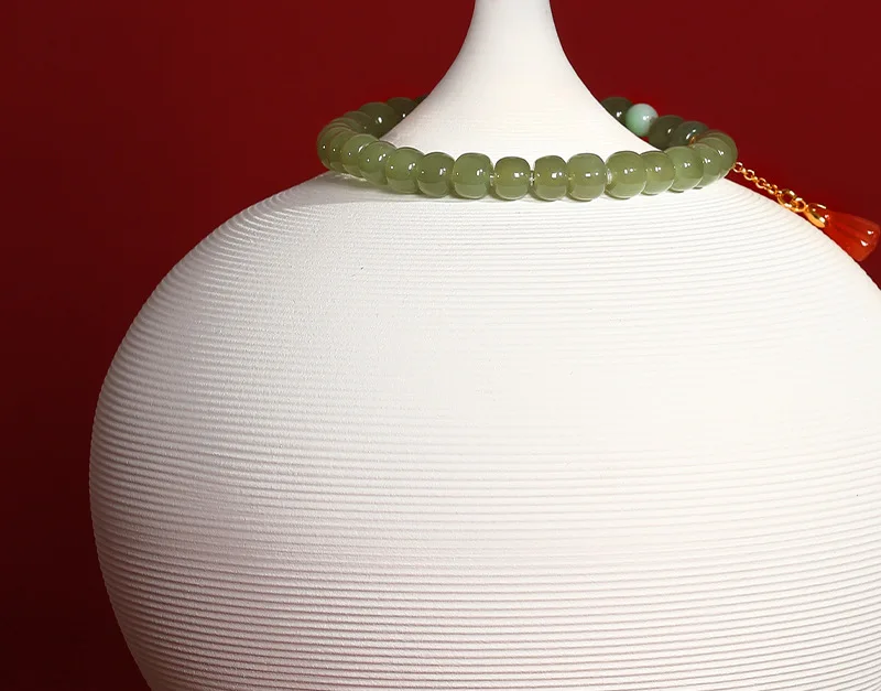 Luxus Natürliche Hetian Jade sterling silber Elastische Armband Charme Edlen Schmuck Paar Perlen Armreif Männer Frauen Urlaub Geschenke – Detail 8