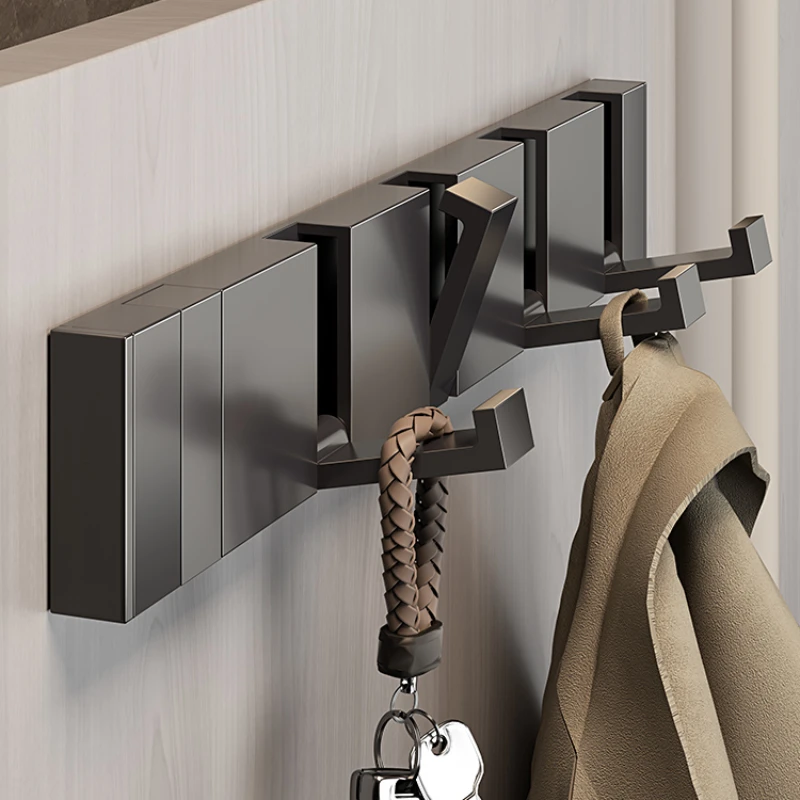Non-perforated invisible hook on the wall of the bathroom, hanging clothes rack after entering the door