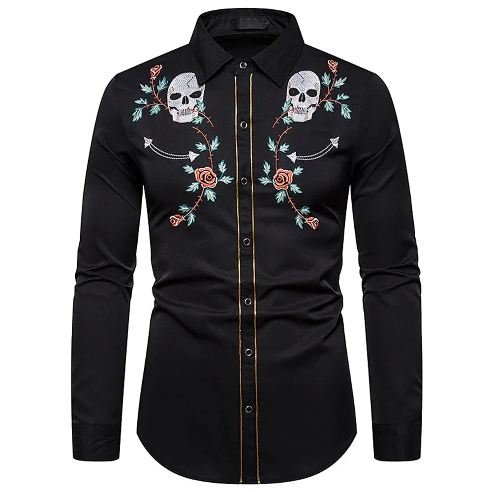 New men's western printed shirt retro black outdoor street button long -sleeved fashion social street clothing designer 2023 high street fashion men jeans retro washed blue stretch skinny fit ripped jeans men leather patched designer hip hop brand pants