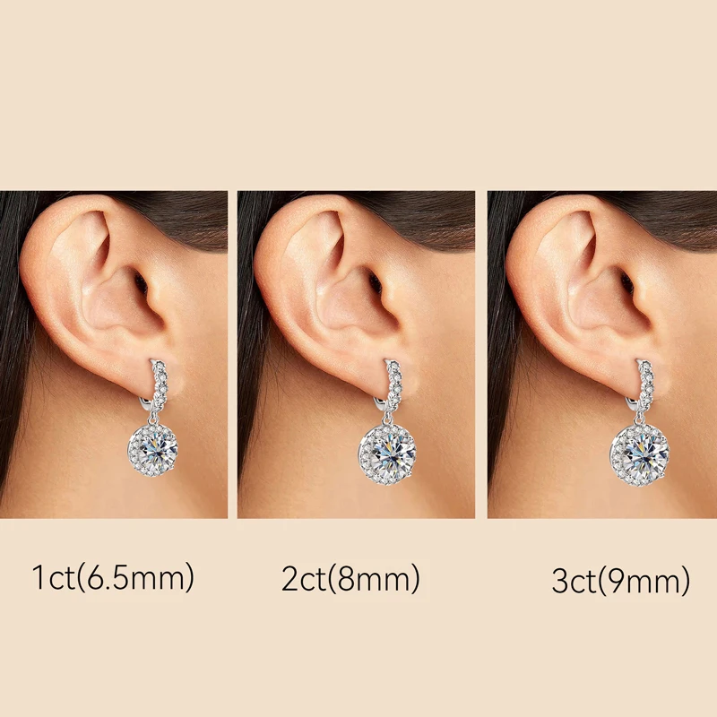 Orecchini a cerchio con doppio anello in moissanite ipoallergenico in
