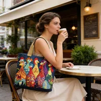 Sac fourre-tout matelassé vintage tendance, motifs imprimés en 3D, grande capacité, sac de voyage léger en toile de coton, accessoire pour femme 2