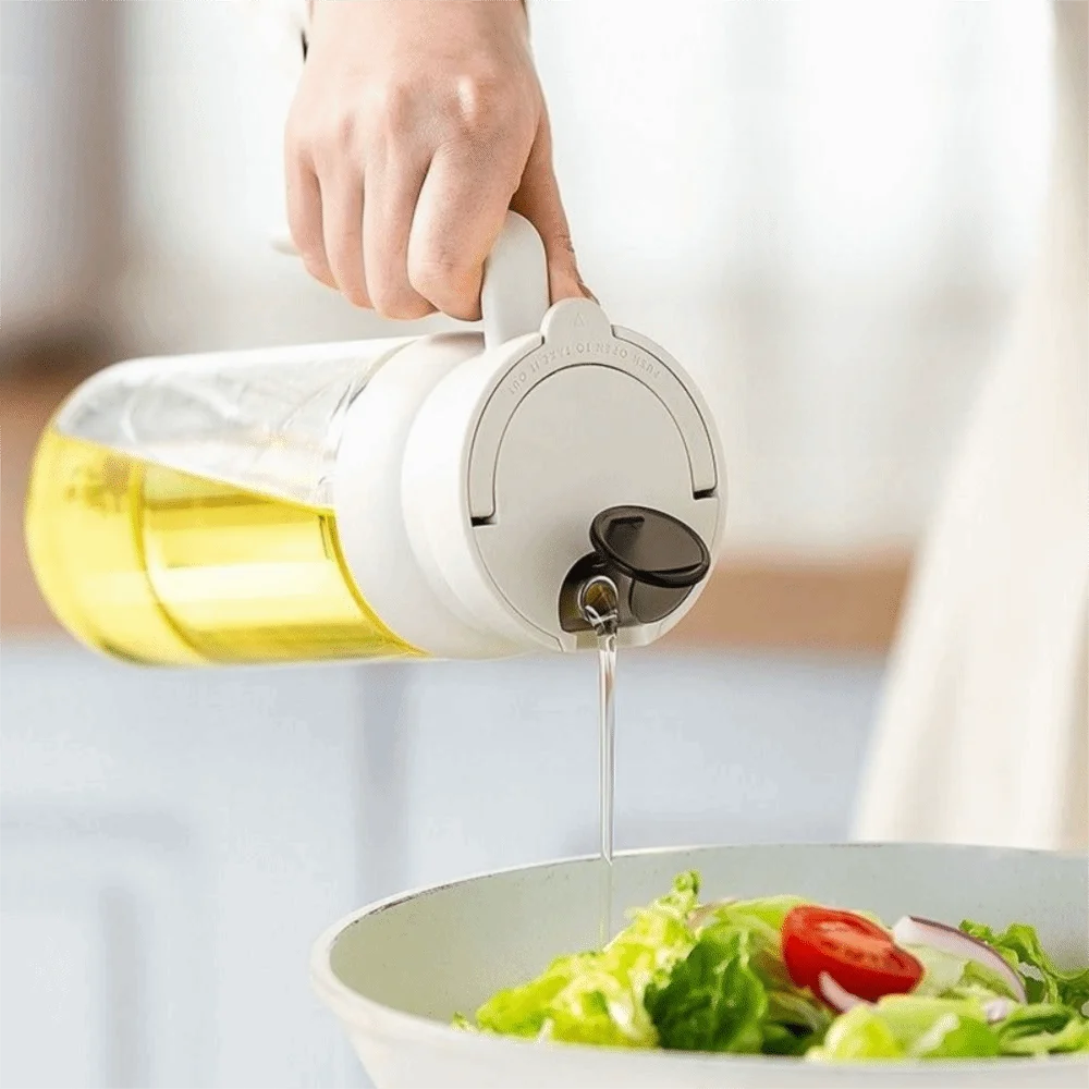 600ML Glass Oil Bottle Automatic Opening and Closing Leak-Proof Cooking Oil Dispenser Refillable Large Capacity