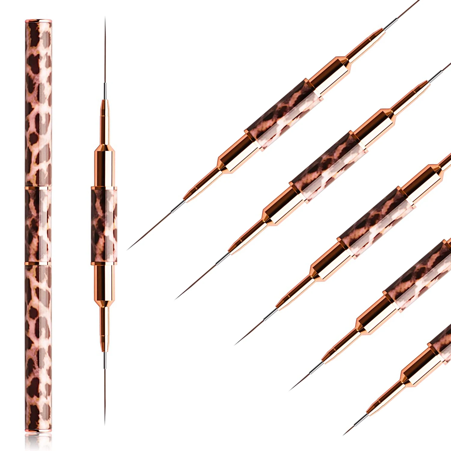 5-25mm Leopard Print Nail Art Brushes Double HeadLiner Brush Striping Drawing Painting Nail Design Brushes Manicure Thin Details 1