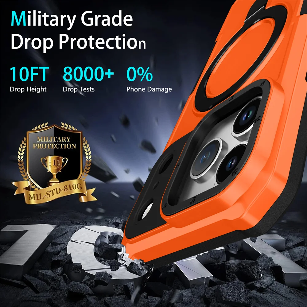 Luxury Anti-Slip Magnetic Stand Phone Case with Double Layer Shockproof Protection