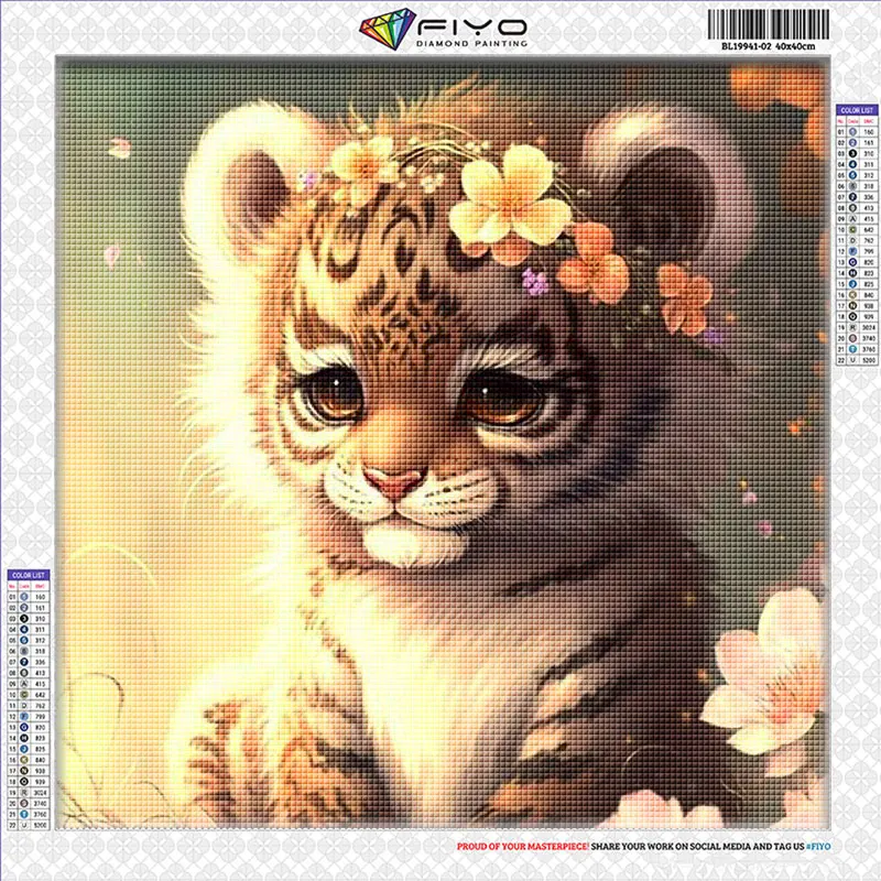 Luxtrada Full Drill 5D DIY Diamond Art Animals Embroidery Craft Decor Cross  Stitch Kits with Tools (type, tiger) 