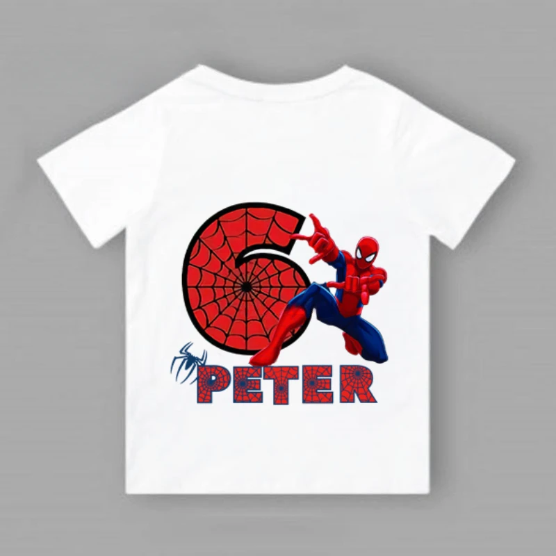 thumbnail image 1 of Camiseta de algodón para niños Cumpleaños Numble Niña Niño Niño 2 3 4 5 6 7 8 9 Años Marvel Spiderman Verano 2024 Camiseta de manga corta blanca para bebé, 1 of 5