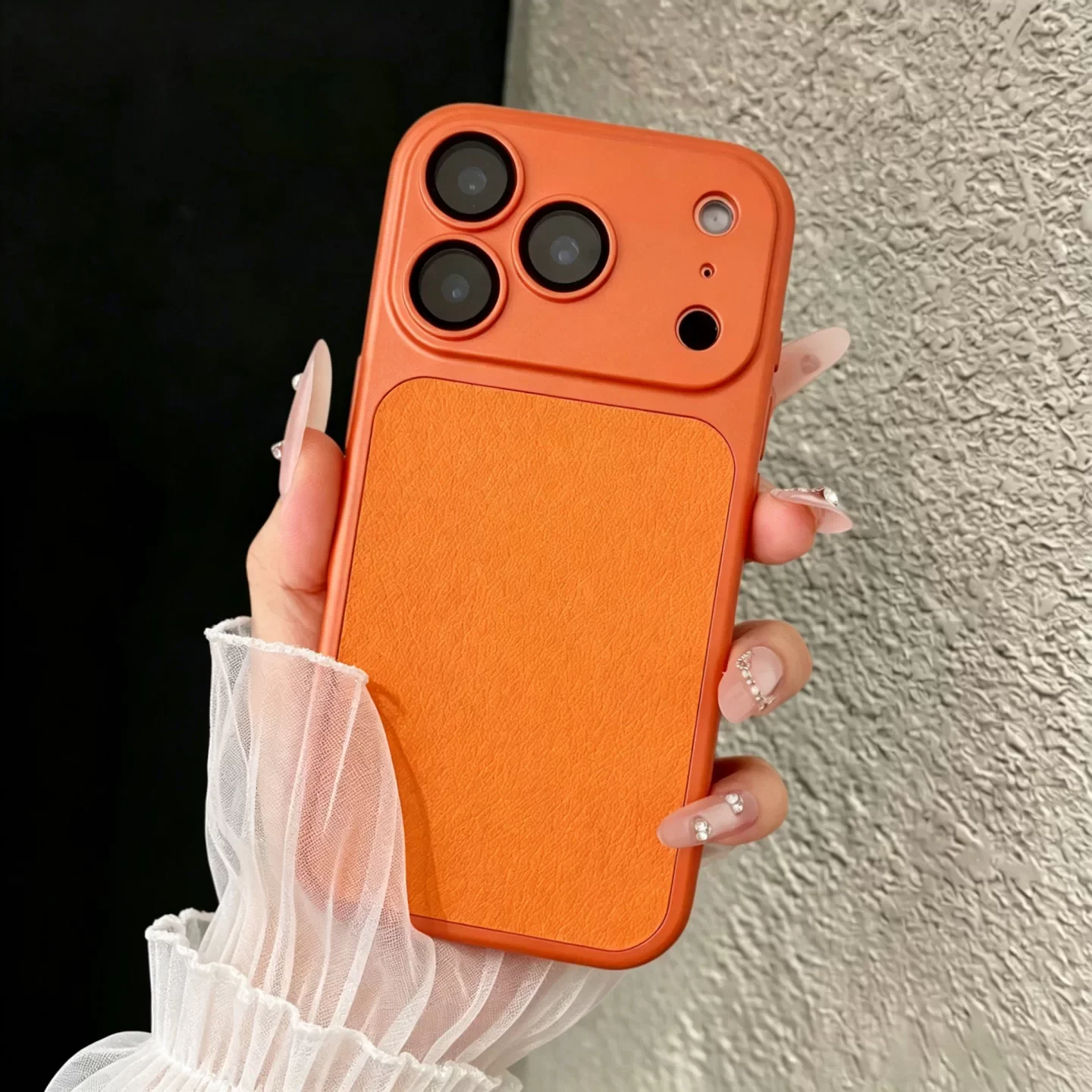 Elegant Leather Texture Shockproof Phone Case with Lens Protection