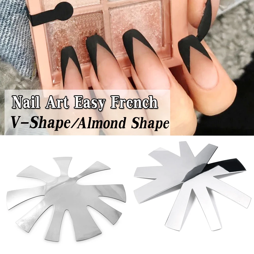 Tagliaunghie Unghie French Nails Pink White Tips Manicure Edge Trimmer Easy French Smile Cut V Line V Shape Pro 9 Size Argento