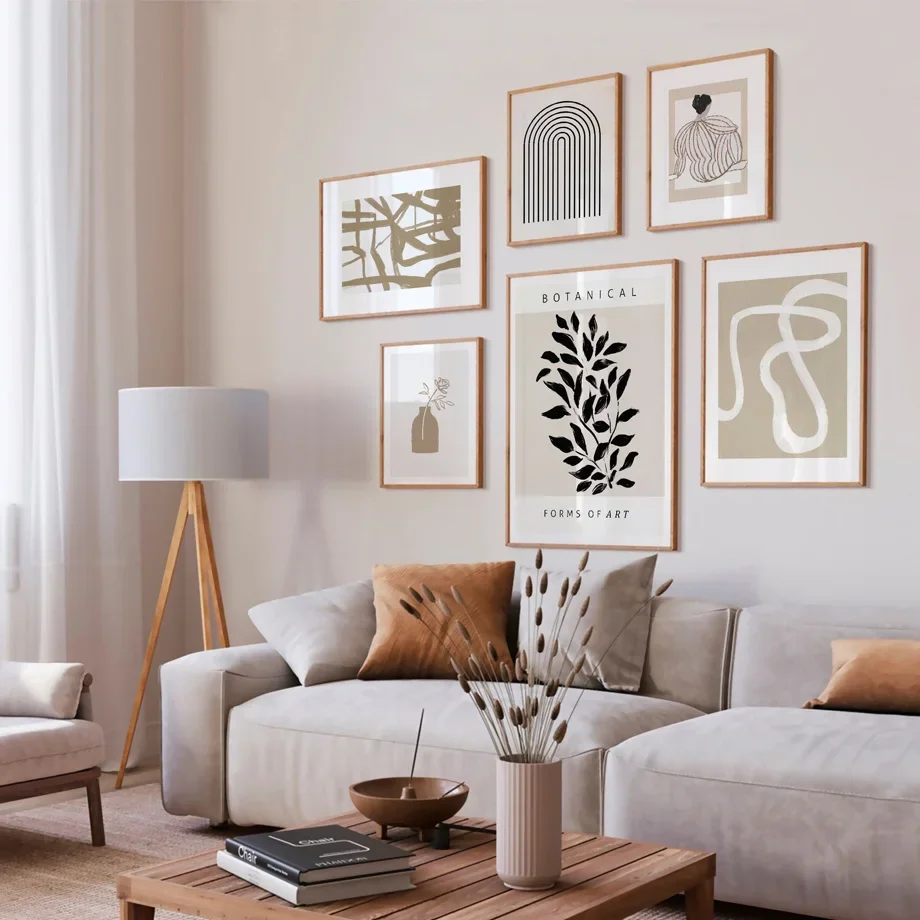 

Bohemia Abstract Woman Geometric Line Leaves Canvas Paintings, Posters and Prints, Wall Pictures, Living Room Decor